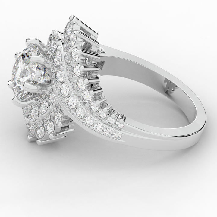 3.35CT.TW ROUND LAB DIAMOND BYPASS HALO ENGAGEMENT RING - Nazarelle
