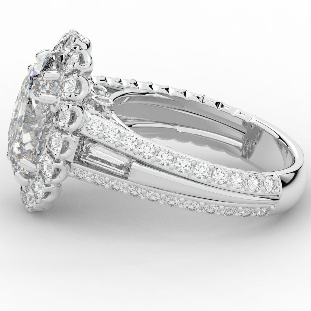 5.75CT.TW OVAL LAB DIAMOND HALO ENGAGEMENT RING - Nazarelle