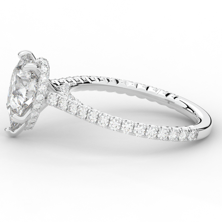 2.50CT.TW PEAR LAB DIAMOND UNDERHALO SOLITAIRE ENGAGEMENT RING - Nazarelle