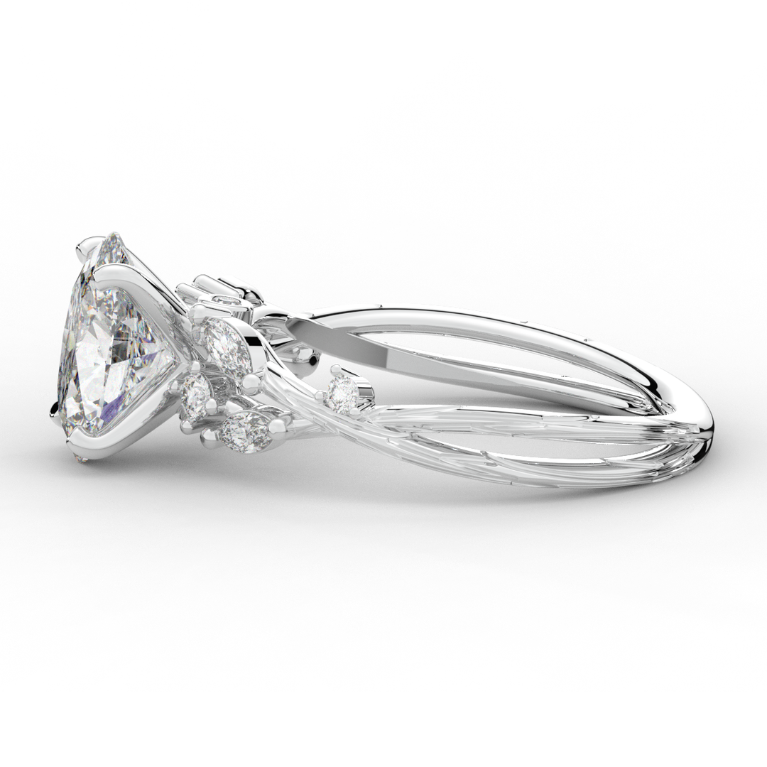 2.25CT.TW OVAL LAB DIAMOND STYLIZED VINE AND TREE BARK FINISH ENGAGEMENT RING - Nazarelle