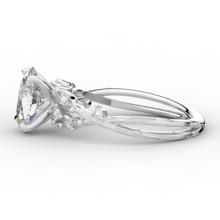 2.25CT.TW OVAL LAB DIAMOND STYLIZED VINE AND TREE BARK FINISH ENGAGEMENT RING - Nazarelle
