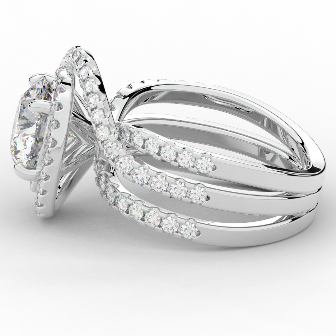 3.90CT.TW ROUND LAB DIAMOND TWIST HALO ENGAGEMENT RING - Nazarelle