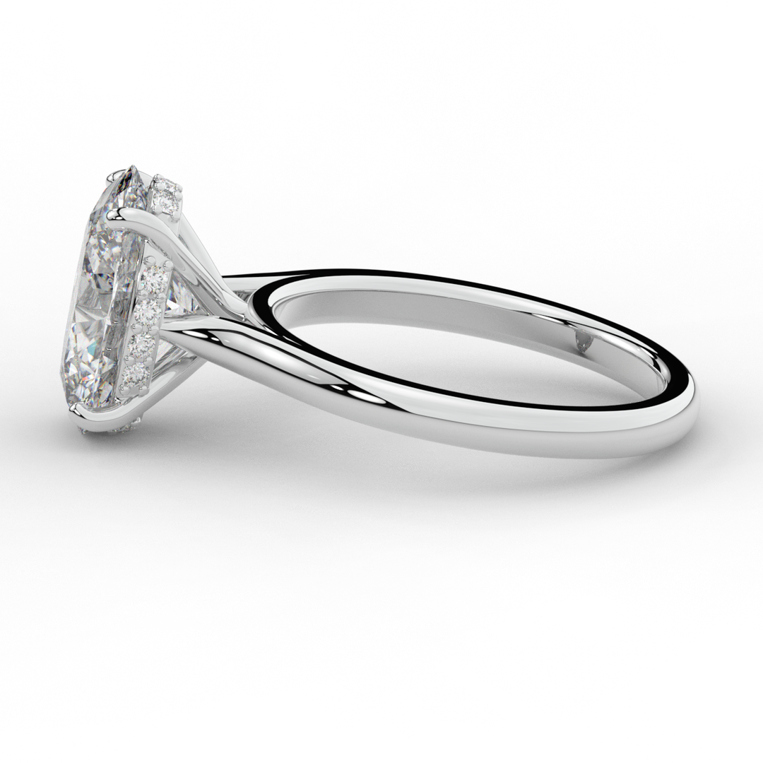 2.05CT.TW OVAL LAB DIAMOND UNDERHALO ENGAGEMENT RING - Nazarelle
