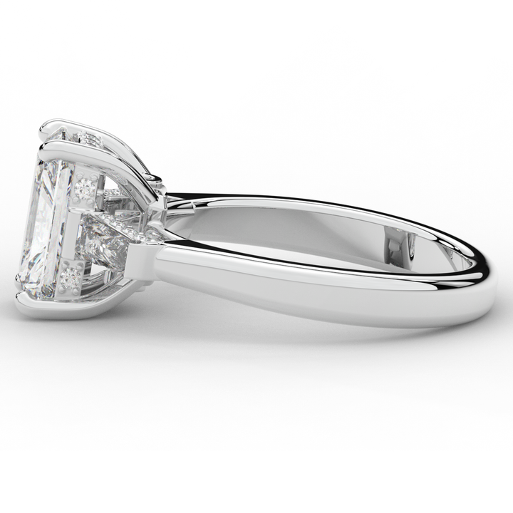 3.45CT.TW RADIANT LAB DIAMOND 3 STONE ENGAGEMENT RING - Nazarelle