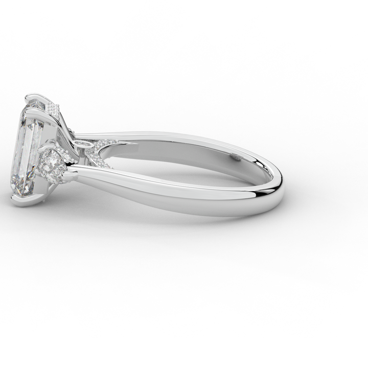 2.40CT.TW EMERALD CUT LAB DIAMOND 3 STONE ENGAGEMENT RING - Nazarelle