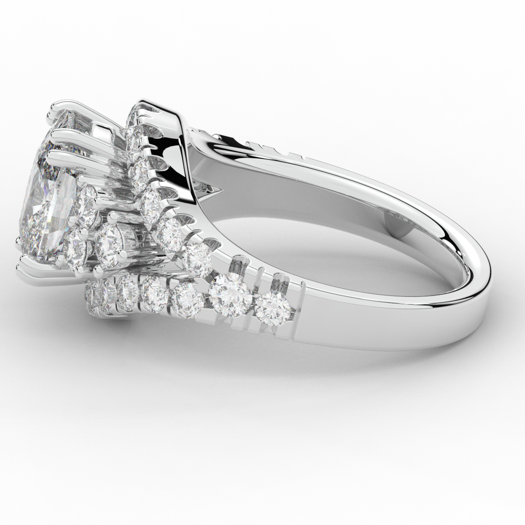 3.10CT.TW CUSHION LAB DIAMOND HALO ENGAGEMENT RING - Nazarelle