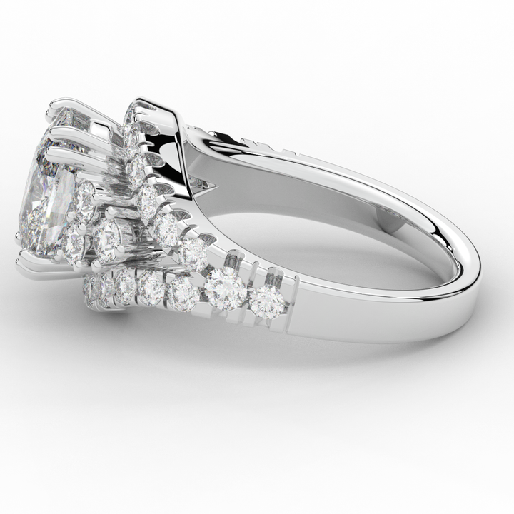 3.10CT.TW CUSHION LAB DIAMOND HALO ENGAGEMENT RING - Nazarelle