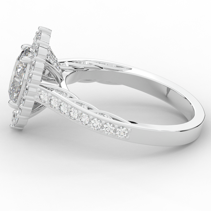 1.75CT.TW OVAL LAB DIAMOND HALO ENGAGEMENT RING - Nazarelle