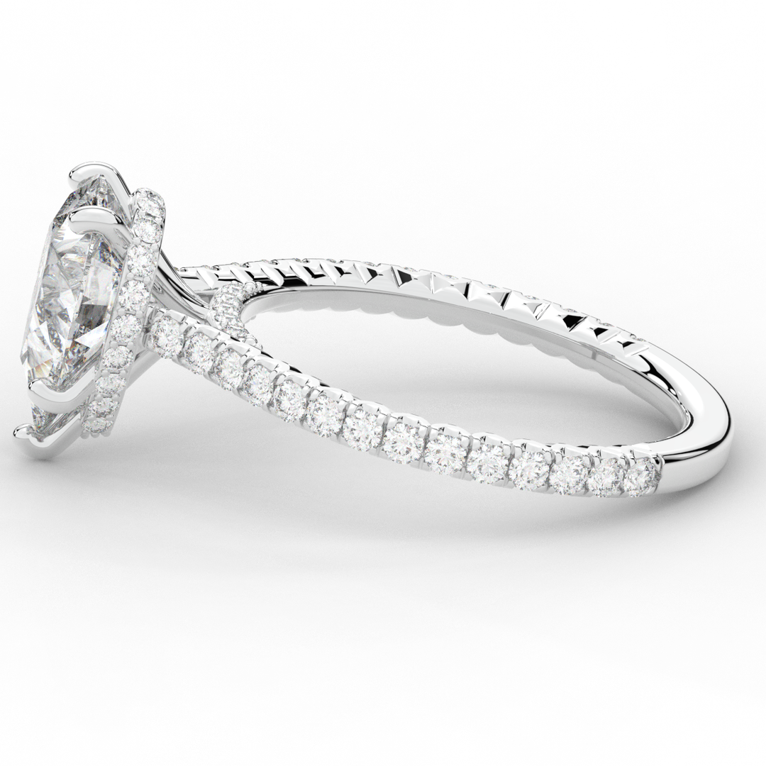 2.50CT.TW PEAR LAB DIAMOND UNDERHALO SOLITAIRE ENGAGEMENT RING - Nazarelle