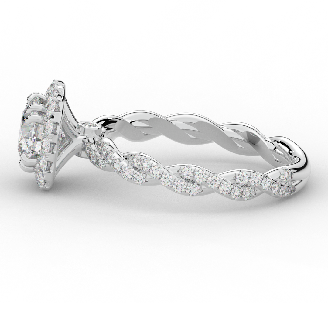 1.55CT.TW ROUND LAB DIAMOND HALO TWIST ENGAGEMENT RING - Nazarelle