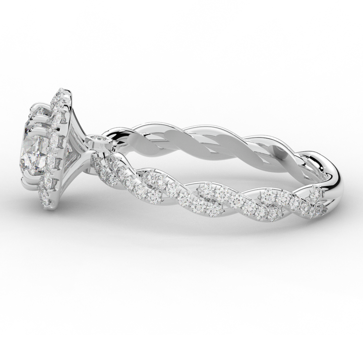 1.55CT.TW ROUND LAB DIAMOND HALO TWIST ENGAGEMENT RING - Nazarelle