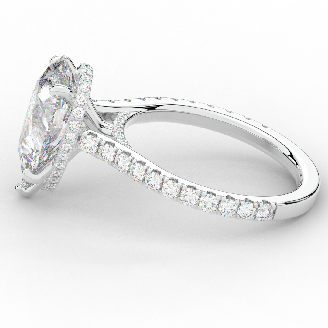 4.60CT.TW PEAR LAB DIAMOND UNDERHALO SOLITAIRE ENGAGEMENT RING - Nazarelle