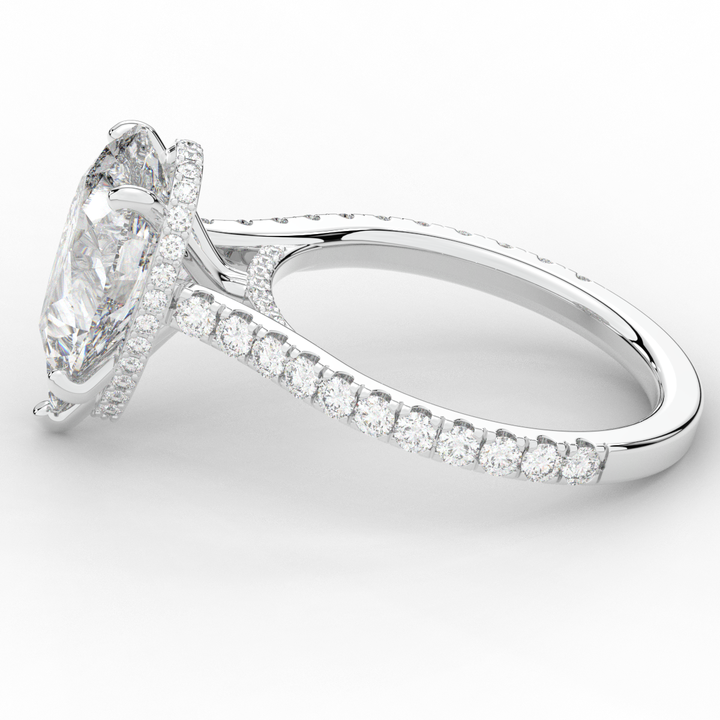4.60CT.TW PEAR LAB DIAMOND UNDERHALO SOLITAIRE ENGAGEMENT RING - Nazarelle