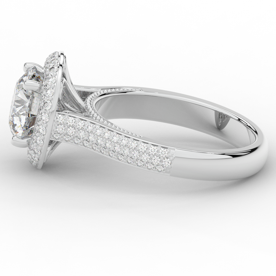 2.45CT.TW ROUND LAB DIAMOND HALO ENGAGEMENT RING - Nazarelle