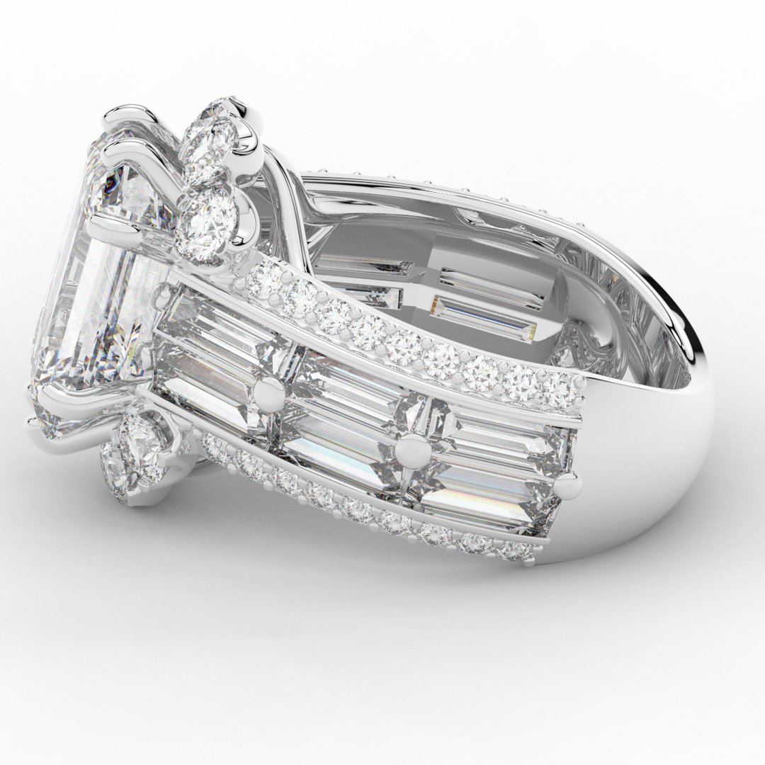 8.25CT.TW EMERALD CUT LAB DIAMOND HALO ENGAGEMENT RING - Nazarelle