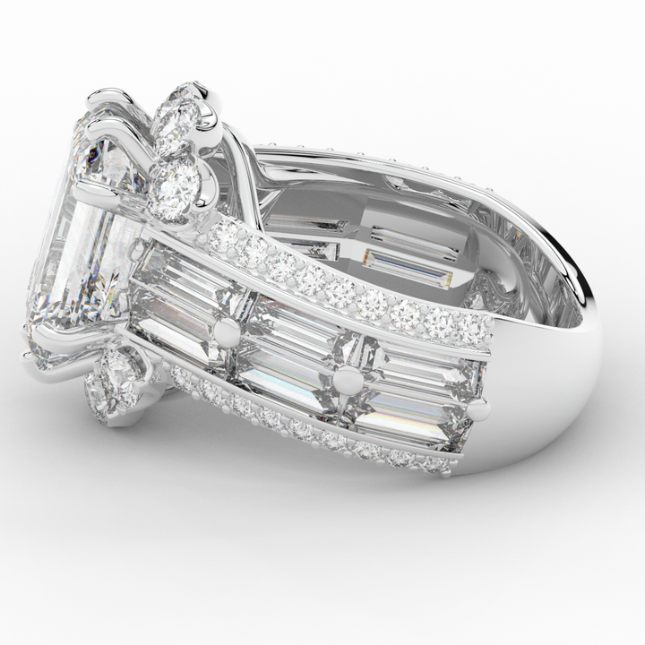 8.25CT.TW EMERALD CUT LAB DIAMOND HALO ENGAGEMENT RING - Nazarelle