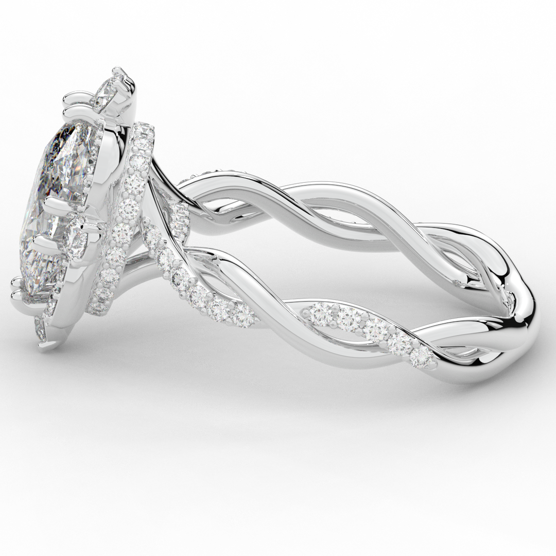 2.70CT.TW OVAL LAB DIAMOND HALO ENGAGEMENT RING - Nazarelle
