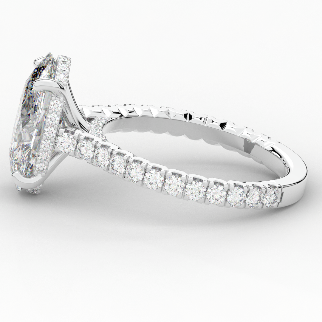 4.70CT.TW OVAL LAB DIAMOND UNDERHALO SOLITAIRE ENGAGEMENT RING - Nazarelle