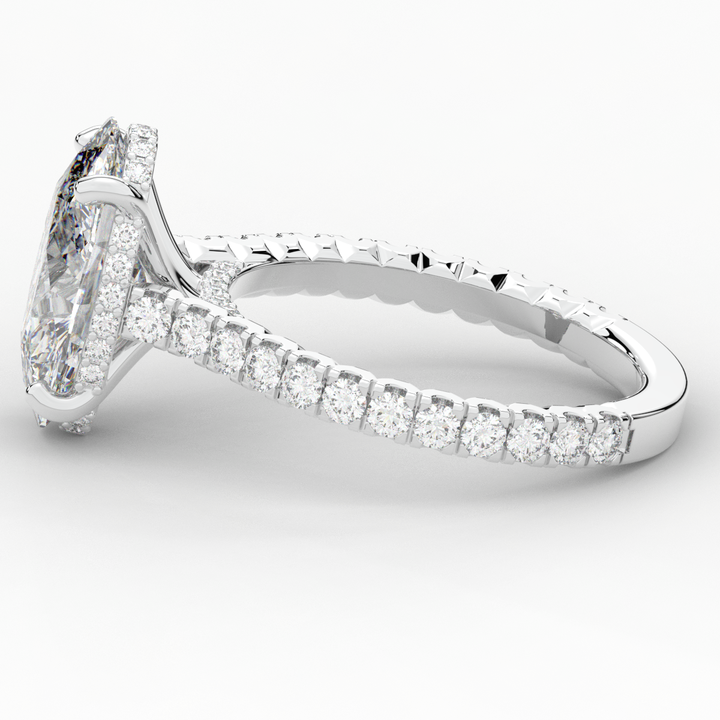 4.70CT.TW OVAL LAB DIAMOND UNDERHALO SOLITAIRE ENGAGEMENT RING - Nazarelle