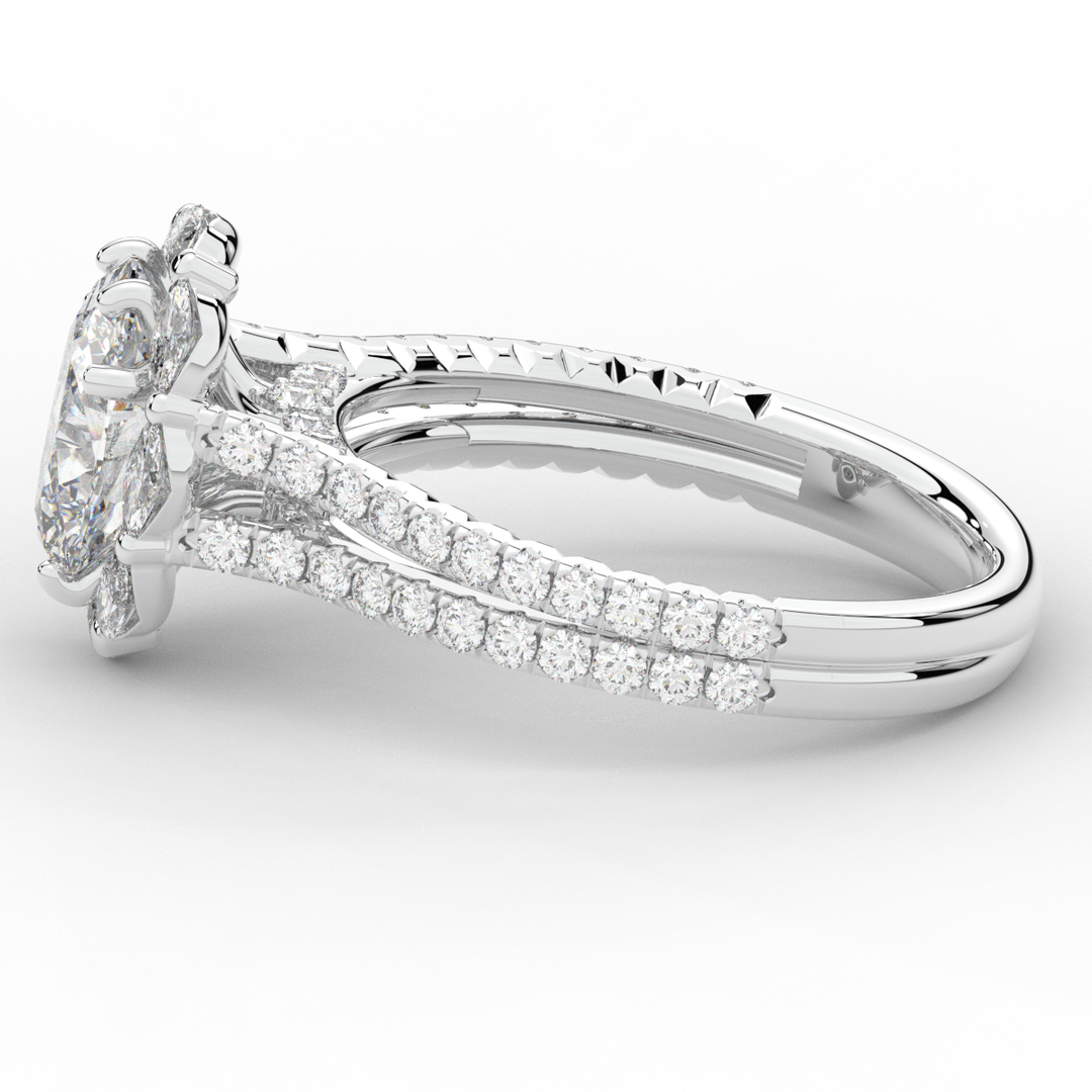 2.30CT.TW OVAL LAB DIAMOND HALO SPLIT SHANK ENGAGEMENT RING - Nazarelle