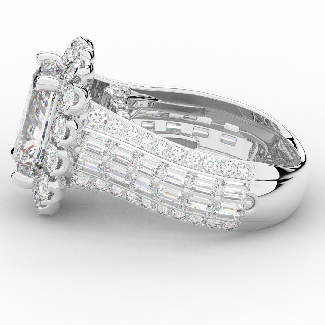 8.00CT.TW RADIANT LAB DIAMOND HALO ENGAGEMENT RING - Nazarelle