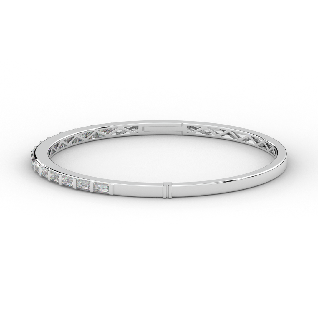 1.50CT.TW BAGUETTE LAB DIAMOND SHARED PRONG BANGLE - Nazarelle
