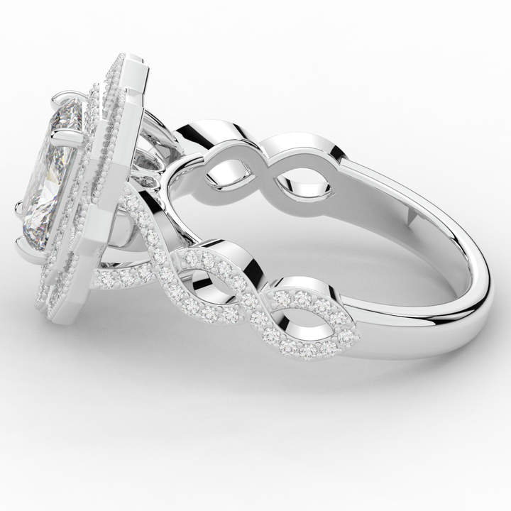 1.90CT.TW RADIANT LAB DIAMOND HALO ENGAGEMENT RING - Nazarelle