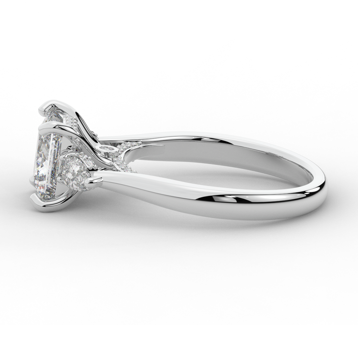 2.40CT.TW PRINCESS LAB DIAMOND 3 STONE ENGAGEMENT RING - Nazarelle