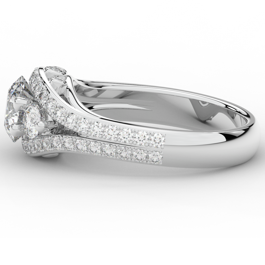 1.90CT.TW ROUND LAB DIAMOND THREE STONE ENGAGEMENT RING - Nazarelle