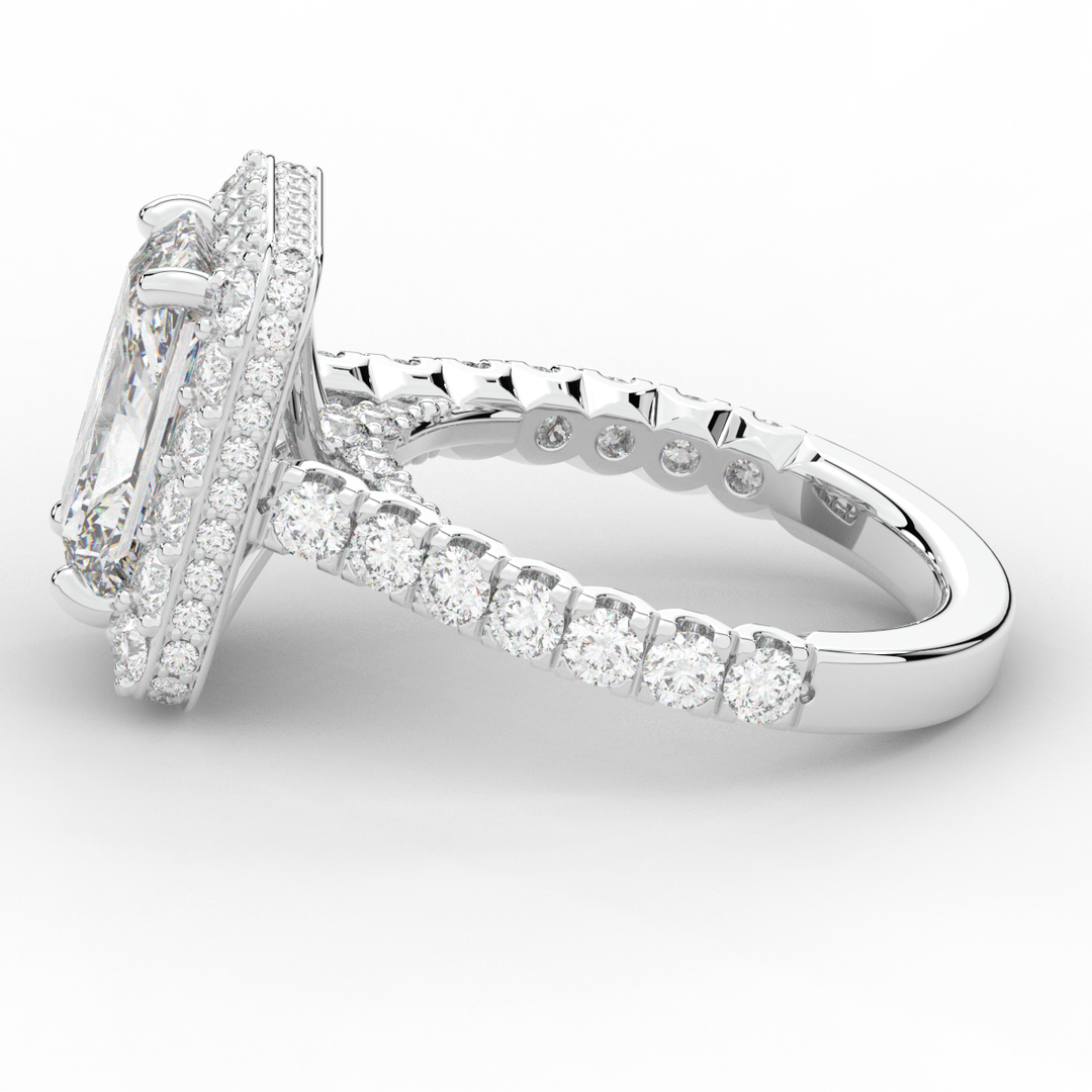 4.50CT.TW RADIANT LAB DIAMOND HALO ENGAGEMENT RING - Nazarelle