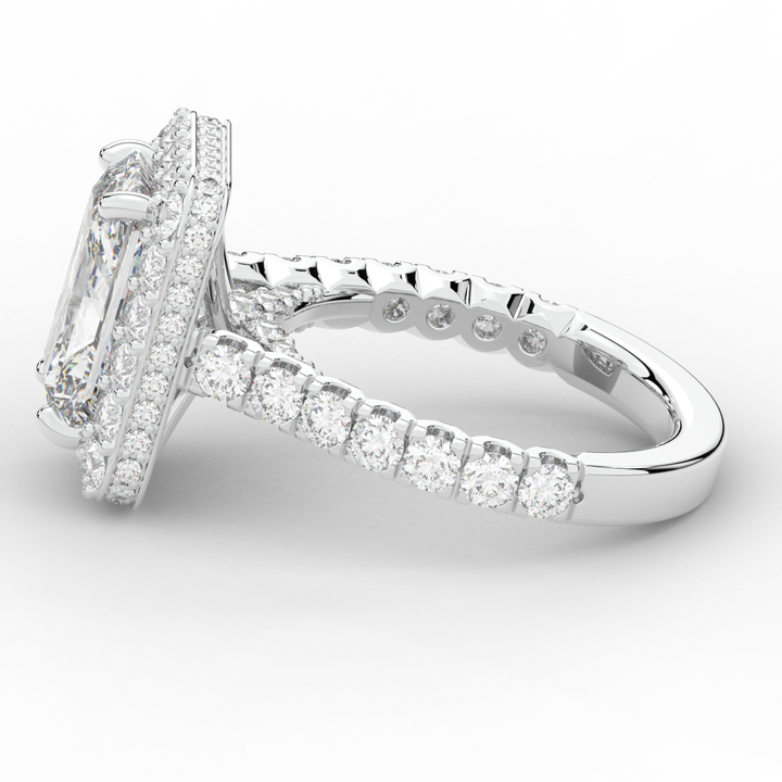 4.50CT.TW RADIANT LAB DIAMOND HALO ENGAGEMENT RING - Nazarelle