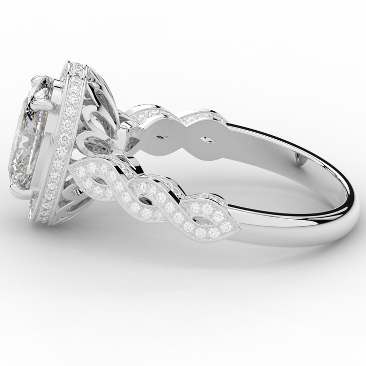 3.10CT.TW OVAL LAB DIAMOND HALO ENGAGEMENT RING - Nazarelle