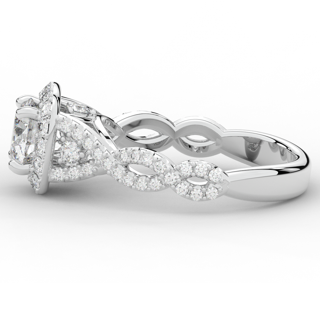 1.30CT.TW ROUND LAB DIAMOND HALO ENGAGEMENT RING - Nazarelle