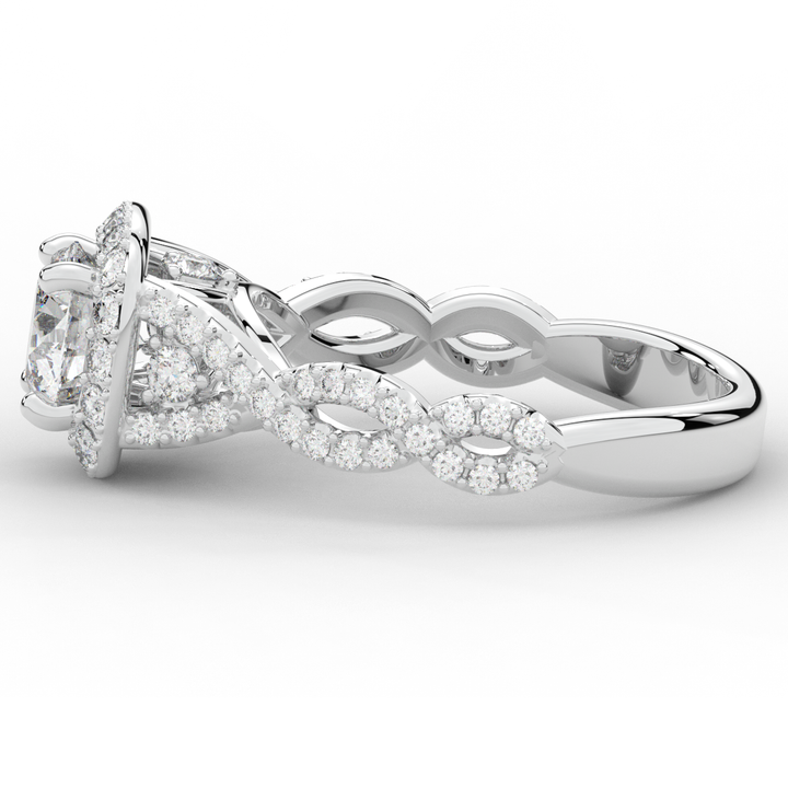 1.30CT.TW ROUND LAB DIAMOND HALO ENGAGEMENT RING - Nazarelle