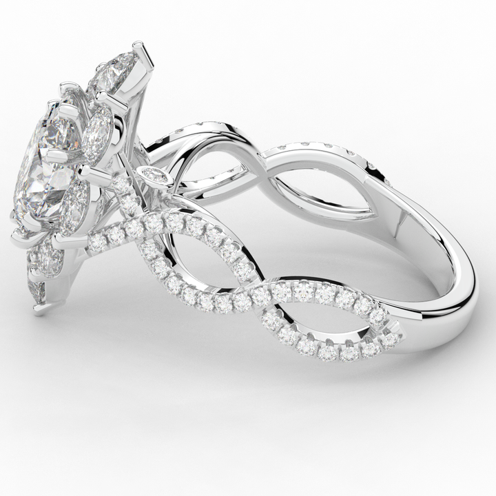 3.00CT.TW OVAL LAB DIAMOND HALO ENGAGEMENT RING - Nazarelle