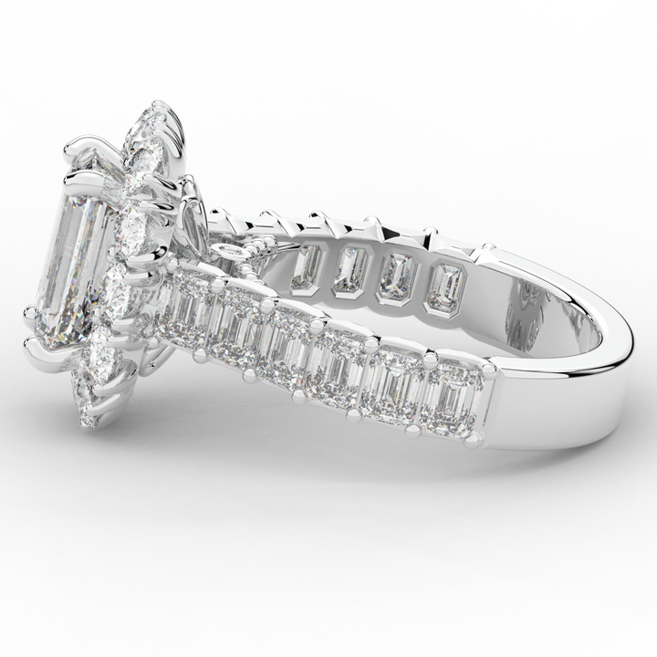 6.00CT.TW EMERALD CUT LAB DIAMOND HALO ENGAGEMENT RING - Nazarelle