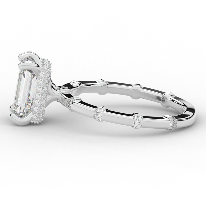 2.60CT.TW RADIANT LAB DIAMOND UNDERHALO SOLITAIRE ENGAGEMENT RING - Nazarelle