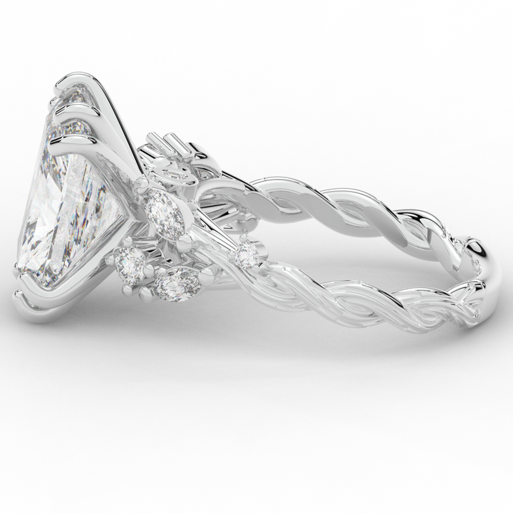 5.30CT.TW RADIANT LAB DIAMOND STYLIZED VINE AND TREE BARK FINISH ENGAGEMENT RING - Nazarelle