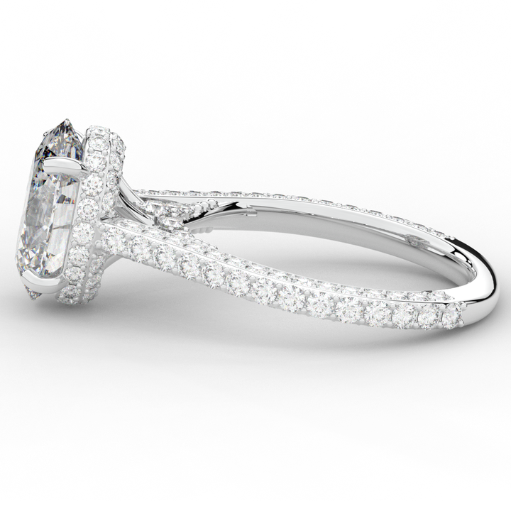 4.00CT.TW OVAL LAB DIAMOND UNDERHALO SOLITAIRE ENGAGEMENT RING - Nazarelle