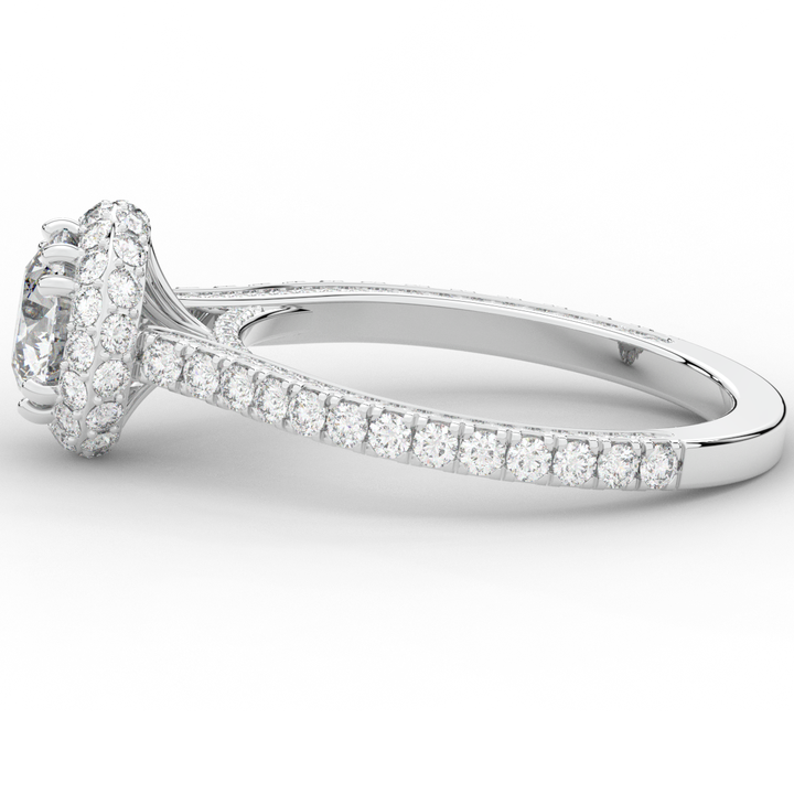 1.90CT.TW ROUND LAB DIAMOND HALO ENGAGEMENT RING - Nazarelle