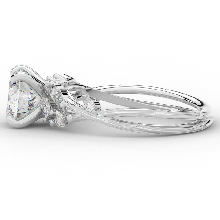 1.75CT.TW ROUND LAB DIAMOND STYLIZED VINE AND TREE BARK FINISH ENGAGEMENT RING - Nazarelle