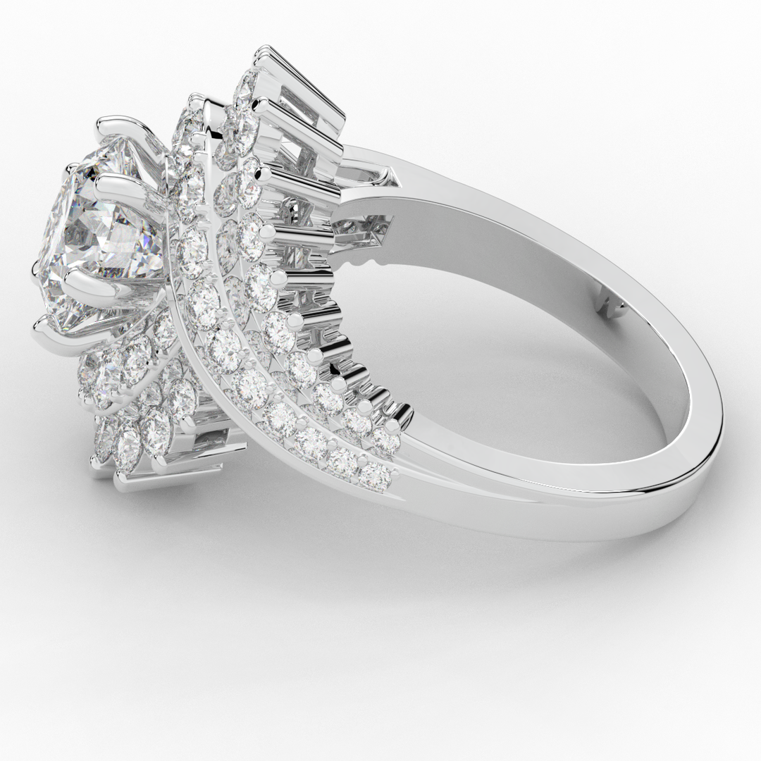 3.35CT.TW ROUND LAB DIAMOND BYPASS HALO ENGAGEMENT RING - Nazarelle