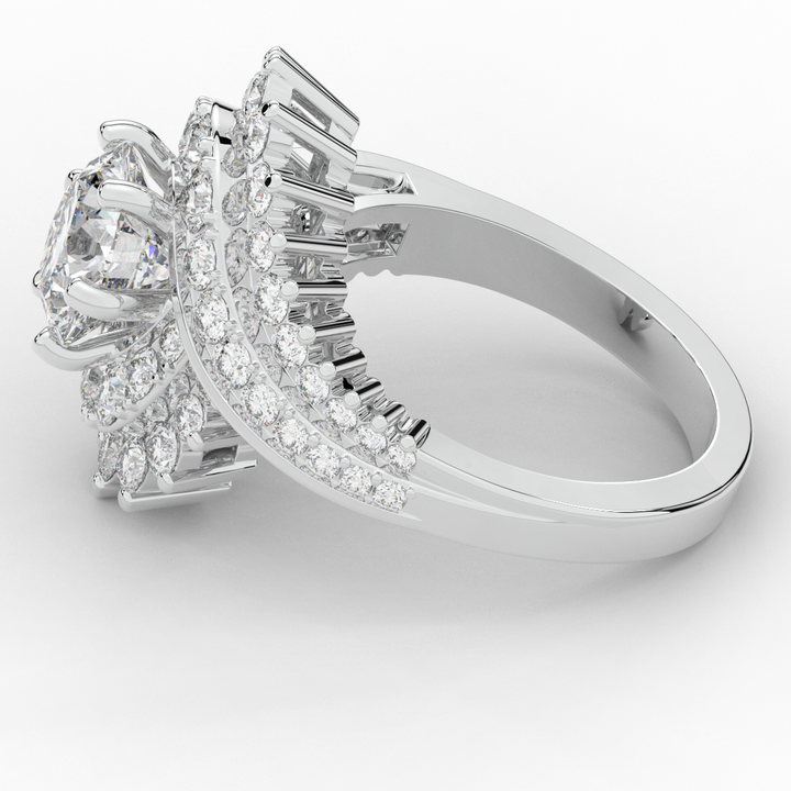 3.35CT.TW ROUND LAB DIAMOND BYPASS HALO ENGAGEMENT RING - Nazarelle