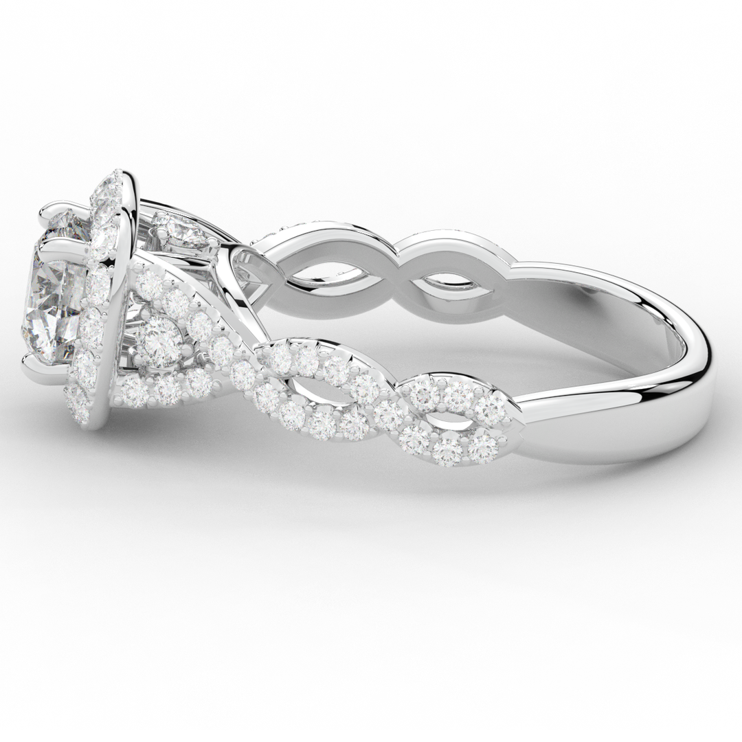 1.60CT.TW ROUND LAB DIAMOND HALO TWIST ENGAGEMENT RING - Nazarelle
