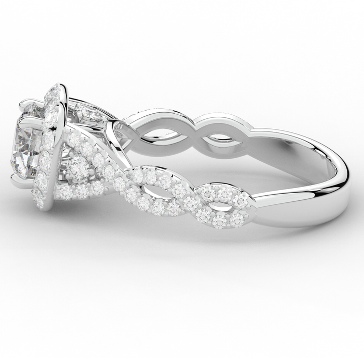 1.60CT.TW ROUND LAB DIAMOND HALO TWIST ENGAGEMENT RING - Nazarelle