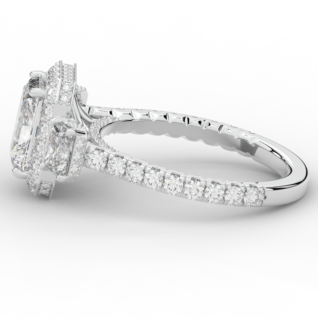 3.20CT.TW RADIANT LAB DIAMOND 3 STONE ENGAGEMENT RING - Nazarelle