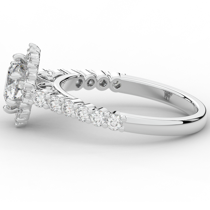 1.60CT.TW ROUND LAB DIAMOND HALO ENGAGEMENT RING - Nazarelle