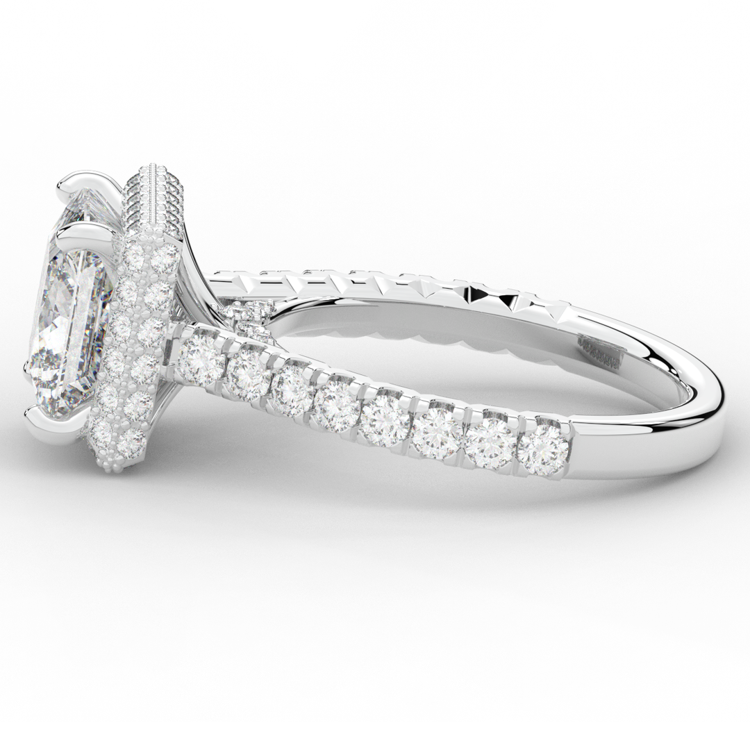 3.90CT.TW PRINCESS LAB DIAMOND HALO ENGAGEMENT RING - Nazarelle