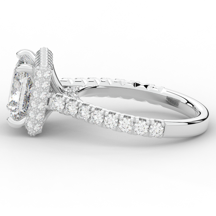 3.90CT.TW PRINCESS LAB DIAMOND HALO ENGAGEMENT RING - Nazarelle