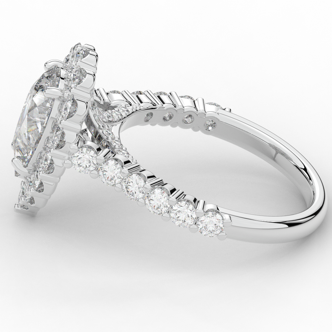 3.10CT.TW PEAR LAB DIAMOND HALO ENGAGEMENT RING - Nazarelle